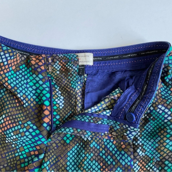 Anthropologie The Essential Culotte Sz 0 Wide Leg Cropped Snake Print Boho Retro - Picture 4 of 13